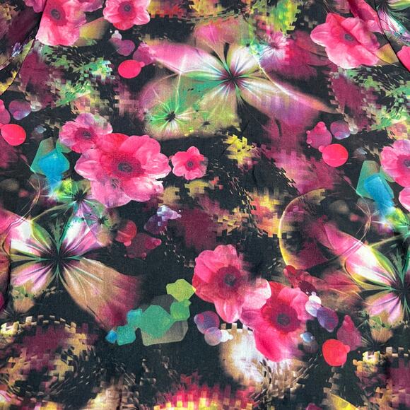Women's Full Zip Floral Print Lightweight Bomber Jacket Size M Rave Colorful - Picture 6 of 9